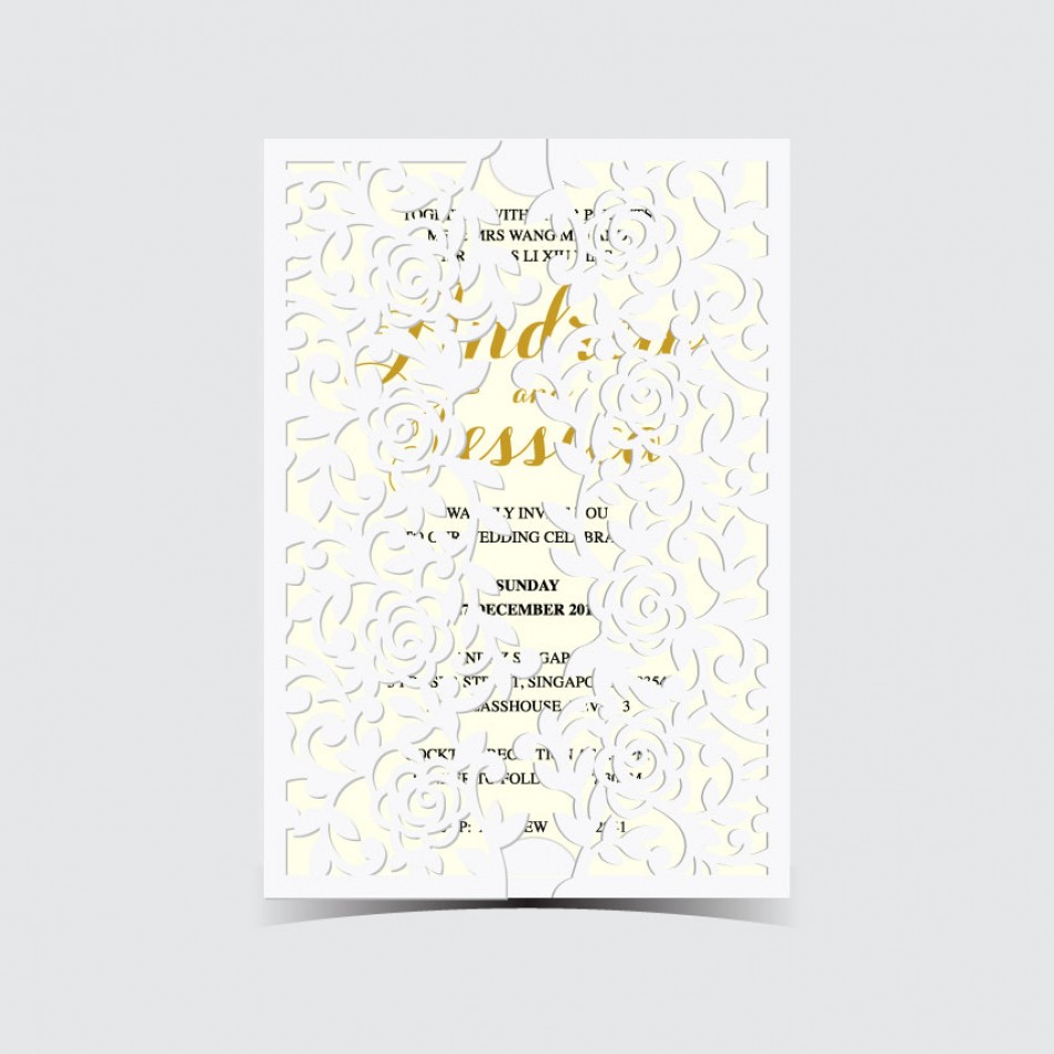 Customized UV Print with Laser Cut Wedding Card Customized UV Print with Laser Cut Wedding Card