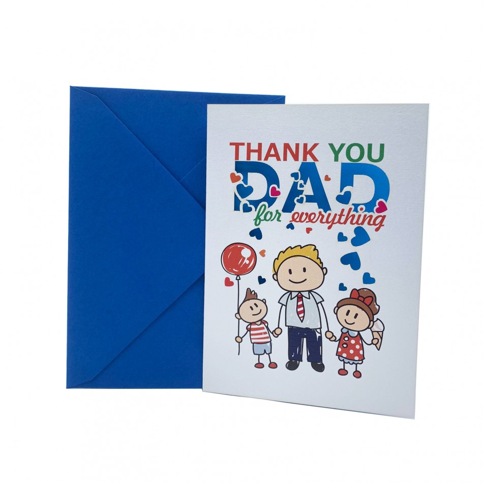 Thank You Dad Card with laser cut 110x155mm Thank You Dad Card with laser cut 110x155mm
