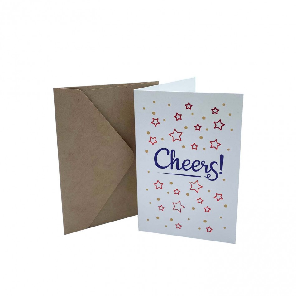 Cheers Card with red hot stamping 68x102mm Cheers Card with red hot stamping 68x102mm